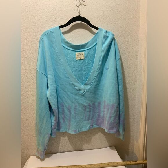 Electric & Rose Oversized High Low Sweatshirt Tie Dye Blue  Small - Picture 2 of 11